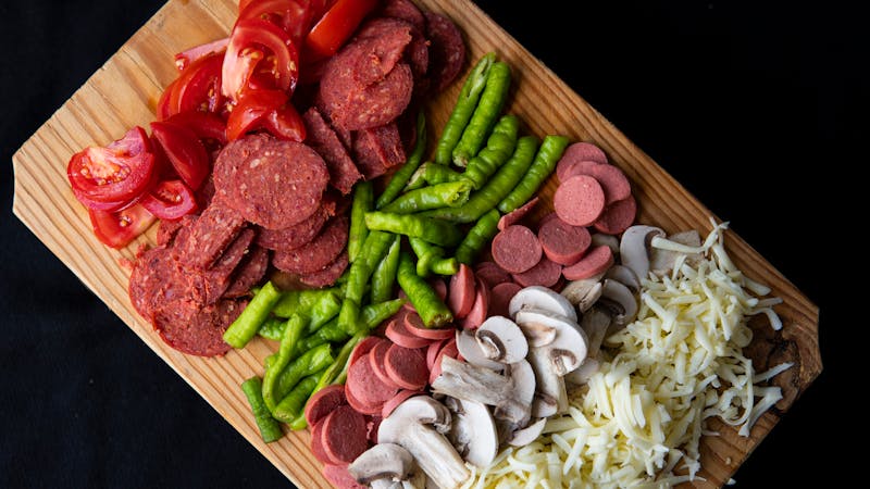 Meat lovers pizza with sausage and bacon