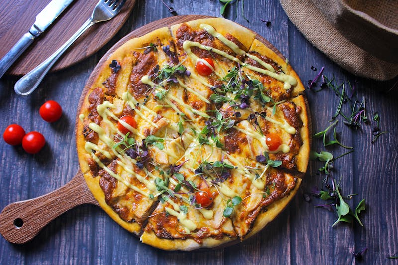 Veggie garden pizza with fresh vegetables